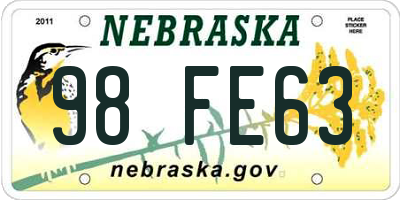 NE license plate 98FE63