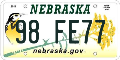 NE license plate 98FE77