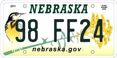 NE license plate 98FF24