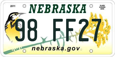 NE license plate 98FF27