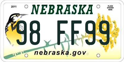 NE license plate 98FF99