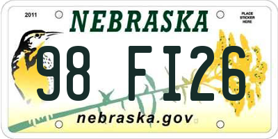 NE license plate 98FI26