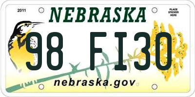 NE license plate 98FI30