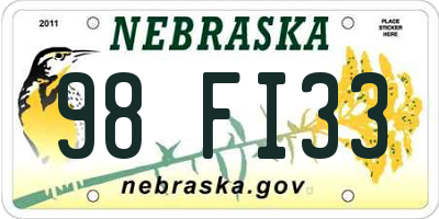 NE license plate 98FI33