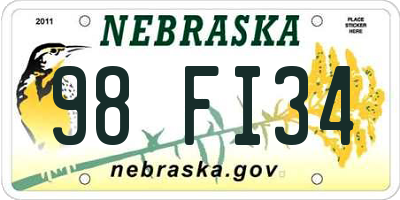NE license plate 98FI34