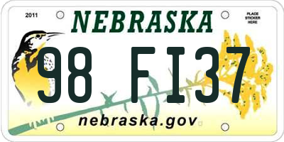 NE license plate 98FI37