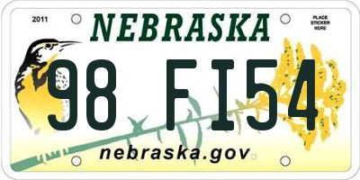 NE license plate 98FI54