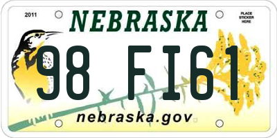NE license plate 98FI61