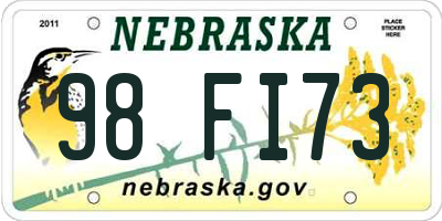 NE license plate 98FI73