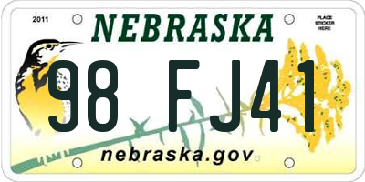 NE license plate 98FJ41