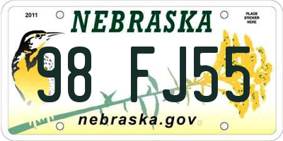 NE license plate 98FJ55