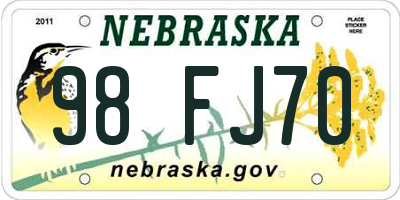 NE license plate 98FJ70
