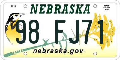 NE license plate 98FJ71