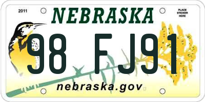 NE license plate 98FJ91