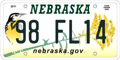 NE license plate 98FL14