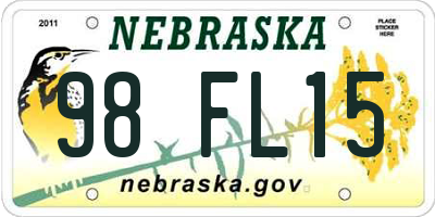 NE license plate 98FL15