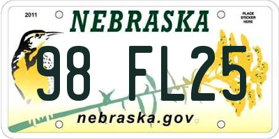 NE license plate 98FL25