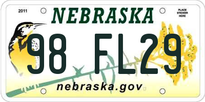 NE license plate 98FL29