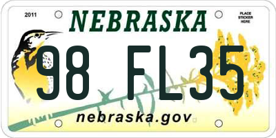 NE license plate 98FL35