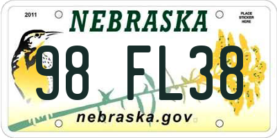 NE license plate 98FL38