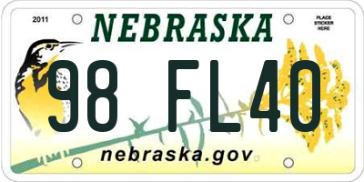 NE license plate 98FL40