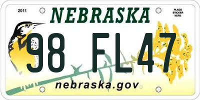 NE license plate 98FL47