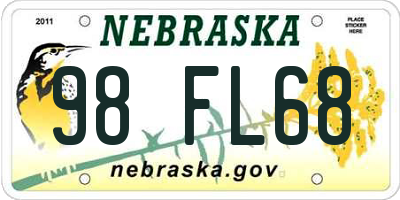 NE license plate 98FL68