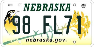 NE license plate 98FL71