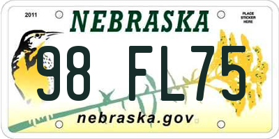 NE license plate 98FL75