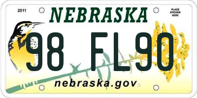 NE license plate 98FL90