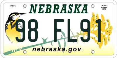 NE license plate 98FL91