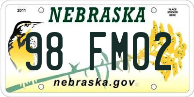NE license plate 98FM02