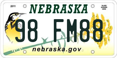 NE license plate 98FM88