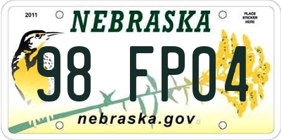 NE license plate 98FP04