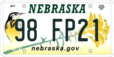 NE license plate 98FP21