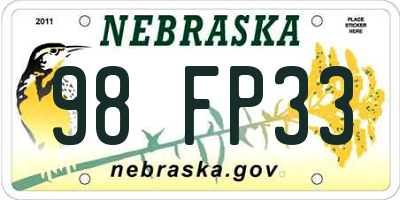 NE license plate 98FP33