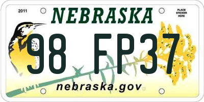 NE license plate 98FP37