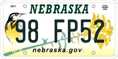 NE license plate 98FP52
