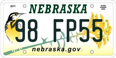 NE license plate 98FP55