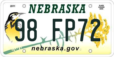 NE license plate 98FP72