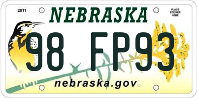 NE license plate 98FP93