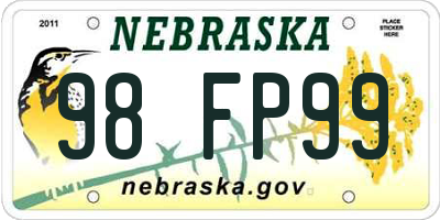 NE license plate 98FP99