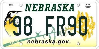 NE license plate 98FR90