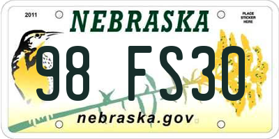 NE license plate 98FS30