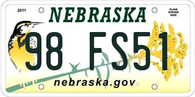 NE license plate 98FS51