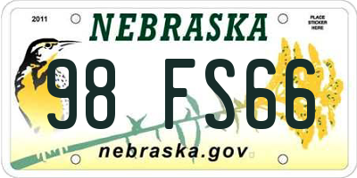 NE license plate 98FS66
