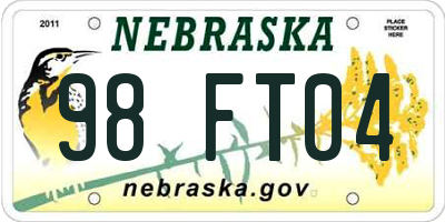 NE license plate 98FT04
