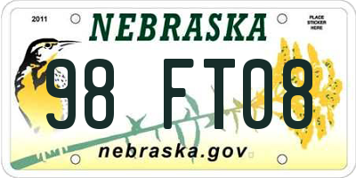 NE license plate 98FT08