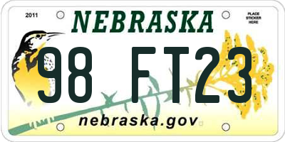 NE license plate 98FT23