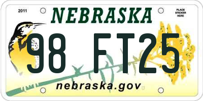 NE license plate 98FT25